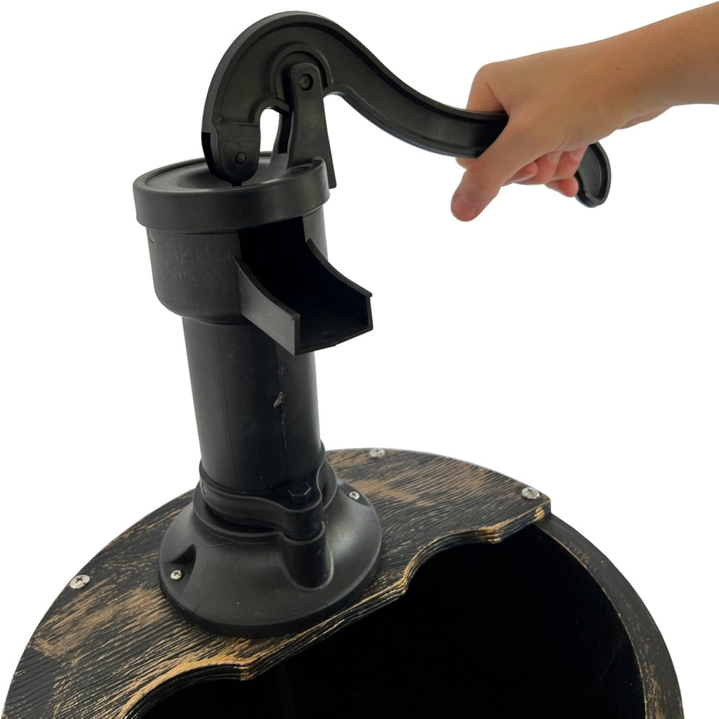 SEDOL 2-Tier Cascading Barrel Water Feature | Rustic Wood-Effect Garden Fountain with Bronze Pump | Self-Contained Mains Powered Outdoor Water Ornament for Patios and Balconies