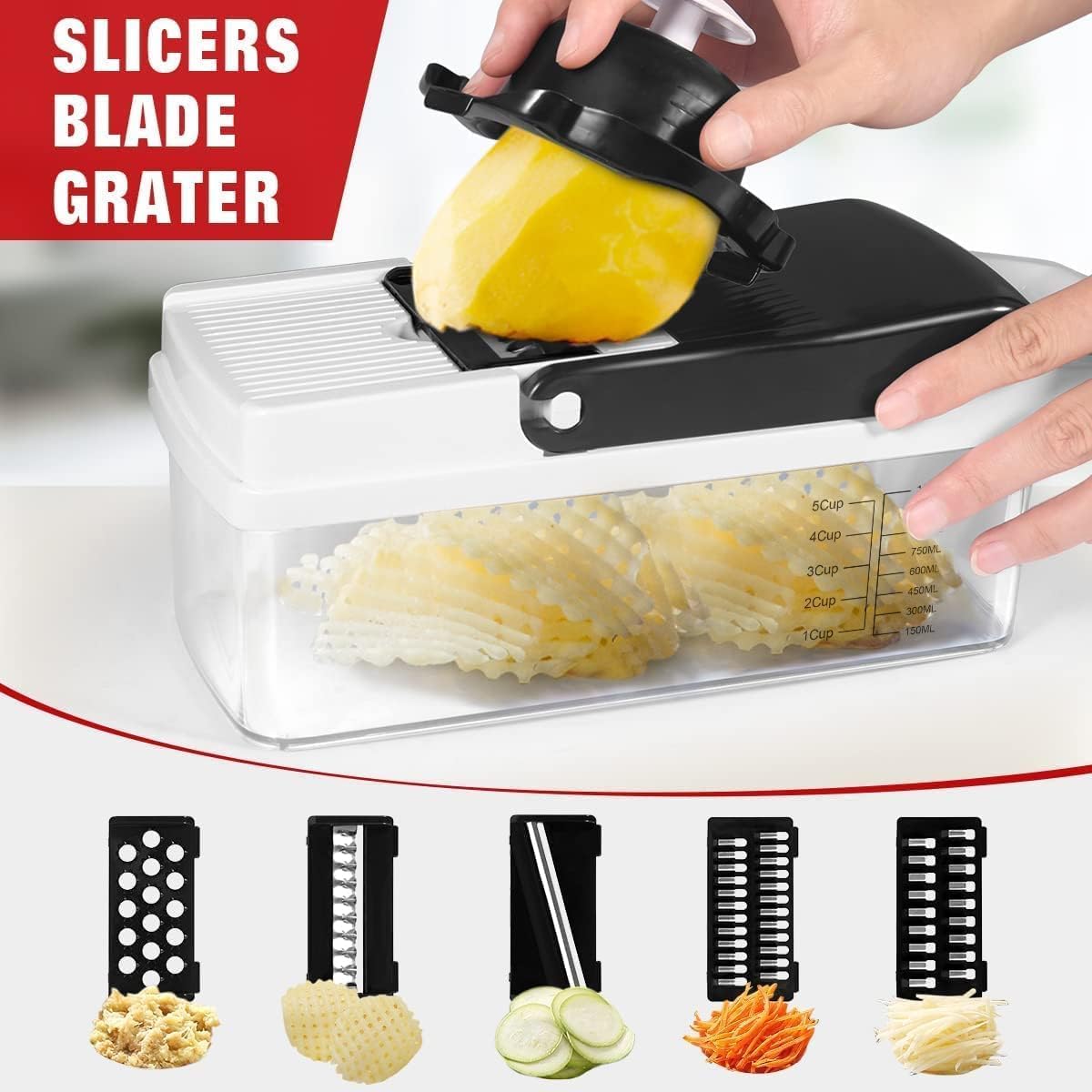 SEDOL 16-in-1 Deluxe Vegetable Chopper and Onion Dicer | Professional Mandoline Slicer with Spiralizer Lemon Squeezer & Egg Separator | Heavy-Duty Stainless Steel Blades & BPA-Free Container
