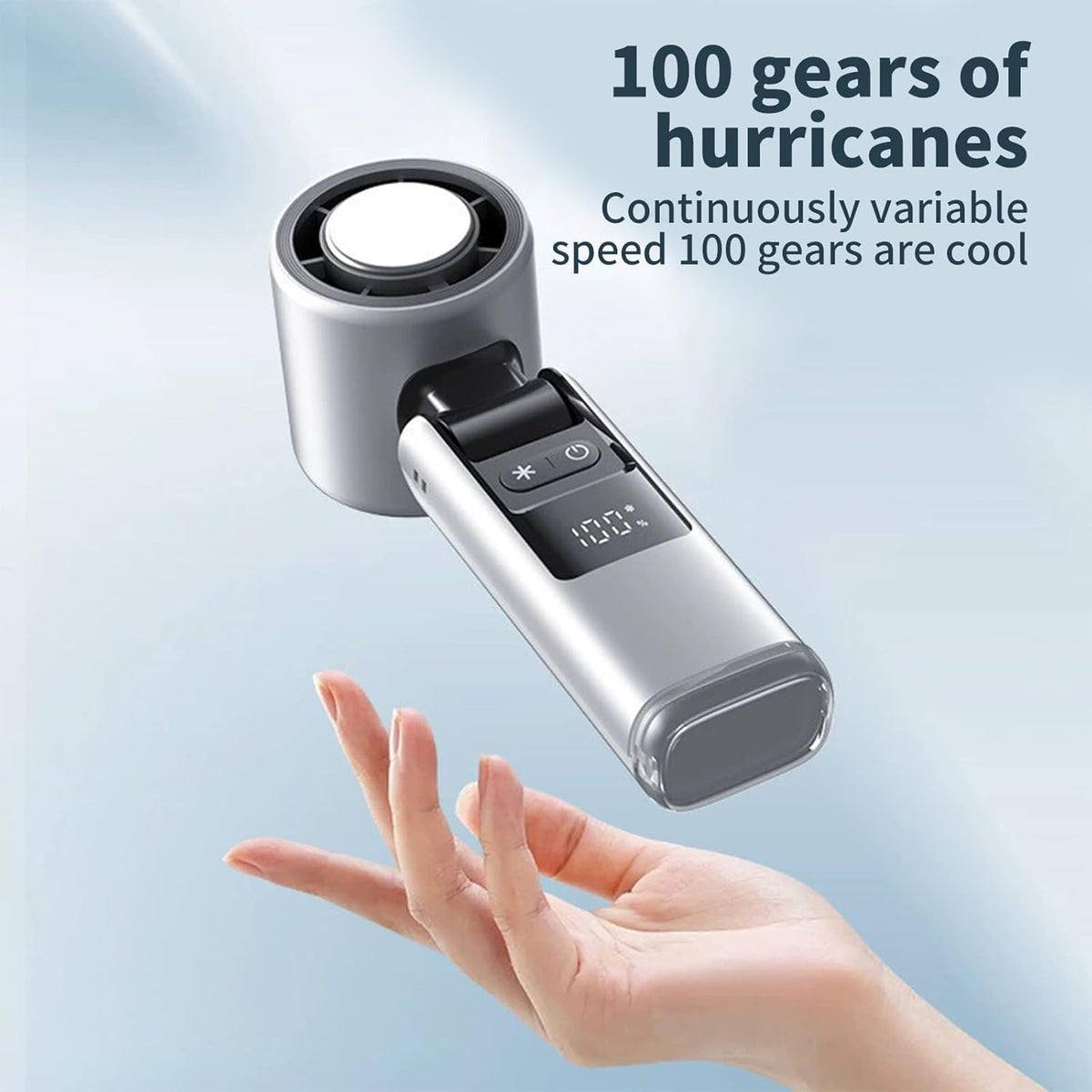 SEDOL 3-in-1 Portable Turbo Handheld Fan | 100-Speed Precision Control & 90° Foldable Design | Rechargeable 4000mAh Battery with Smart Digital Display | High-Speed Brushless Motor Personal Fan for Travel Commuting and Office