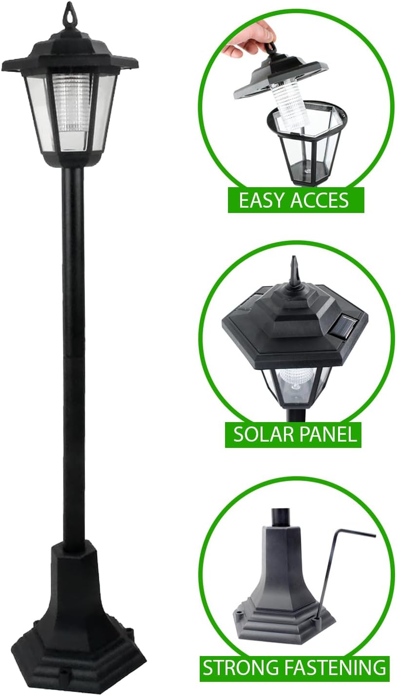 SEDOL 2-Pack Solar Powered Lamp Post Lights 83cm Victorian Style Outdoor Garden Lanterns Automatic Dusk-to-Dawn LED Pathway Lights for Driveway Patio and Borders