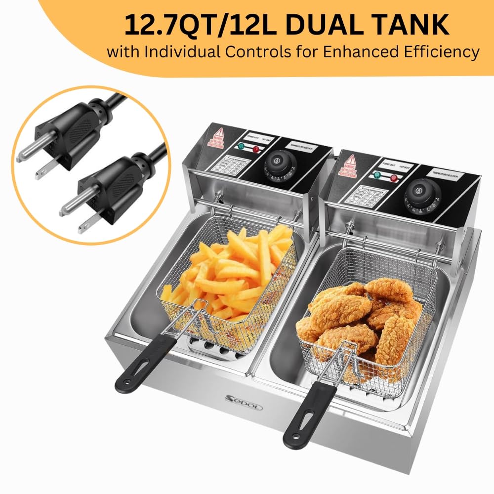 SEDOL Deep Fat Fryer - 2500W Stainless Steel Commercial Electric Deep Fryer