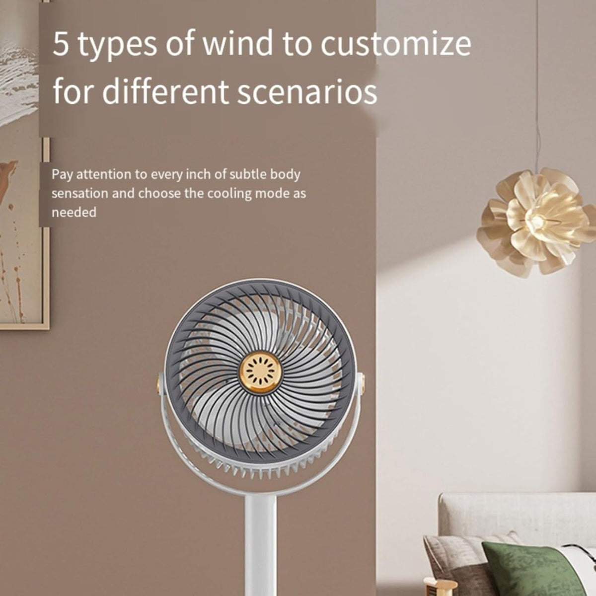 SEDOL 2-in-1 Quiet Pedestal Fan & Desk Fan Wireless 4000mAh Battery Operated Stand Fan 360° Oscillation 5 Speeds Adjustable Height 28-86cm Type-C Rechargeable Fan for Bedroom and Travel