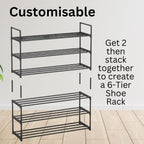 SEDOL 3 Tier Stackable Stainless Steel Shoe Rack Storage