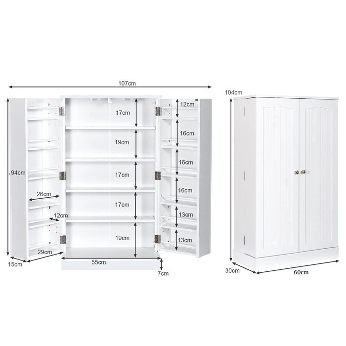 2-Door Pantry Cabinet with 6 Adjustable Shelves