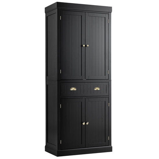 4-Door Tall Kitchen Cupboard Adjustable Shelves and Drawer