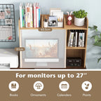 Wooden Desk Bookshelf with 4 Shelves and Open Back Compartment