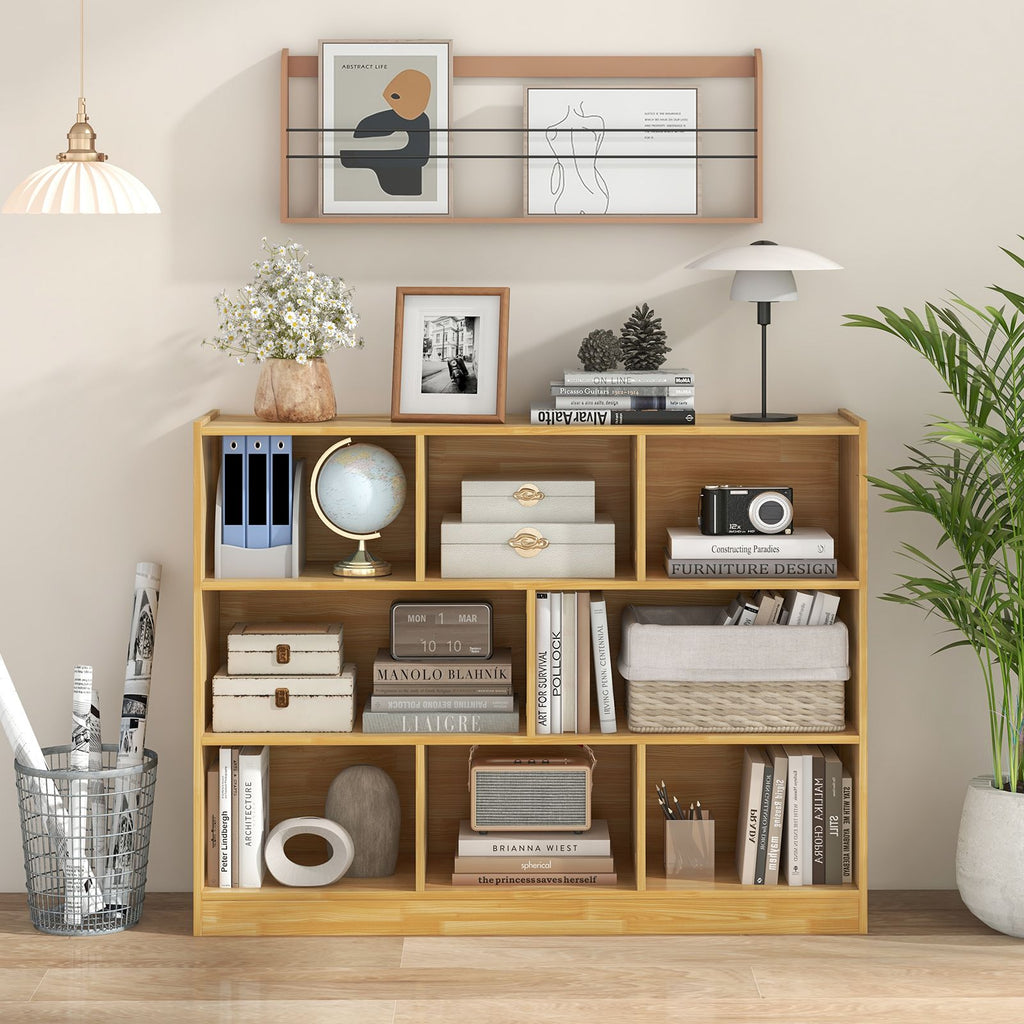 3-Tier Wooden Cube Bookcase with 8 Compartments