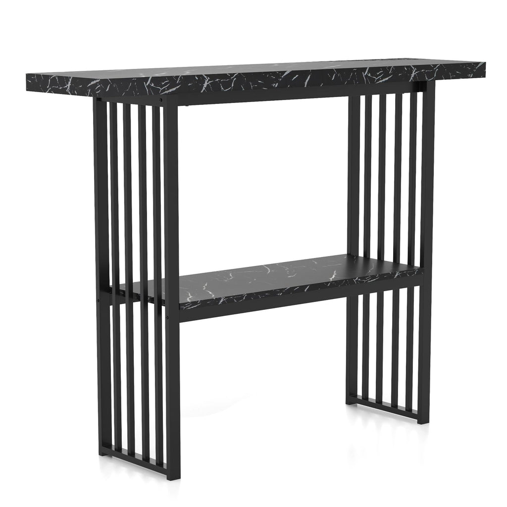 2-Tier Faux Marble Console Table for Entryway Living Room Bedroom