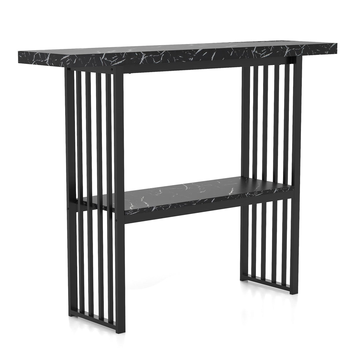 2-Tier Faux Marble Console Table for Entryway Living Room Bedroom