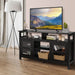 Living Room Console Table for Tvs with Wooden Fireplace and 2 Cabinets