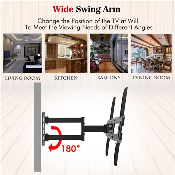 TV Stand for 32–65 Inch Screens – Single Arm Swivel Mount with Small Base, Tilt & Height Adjustable Bracket