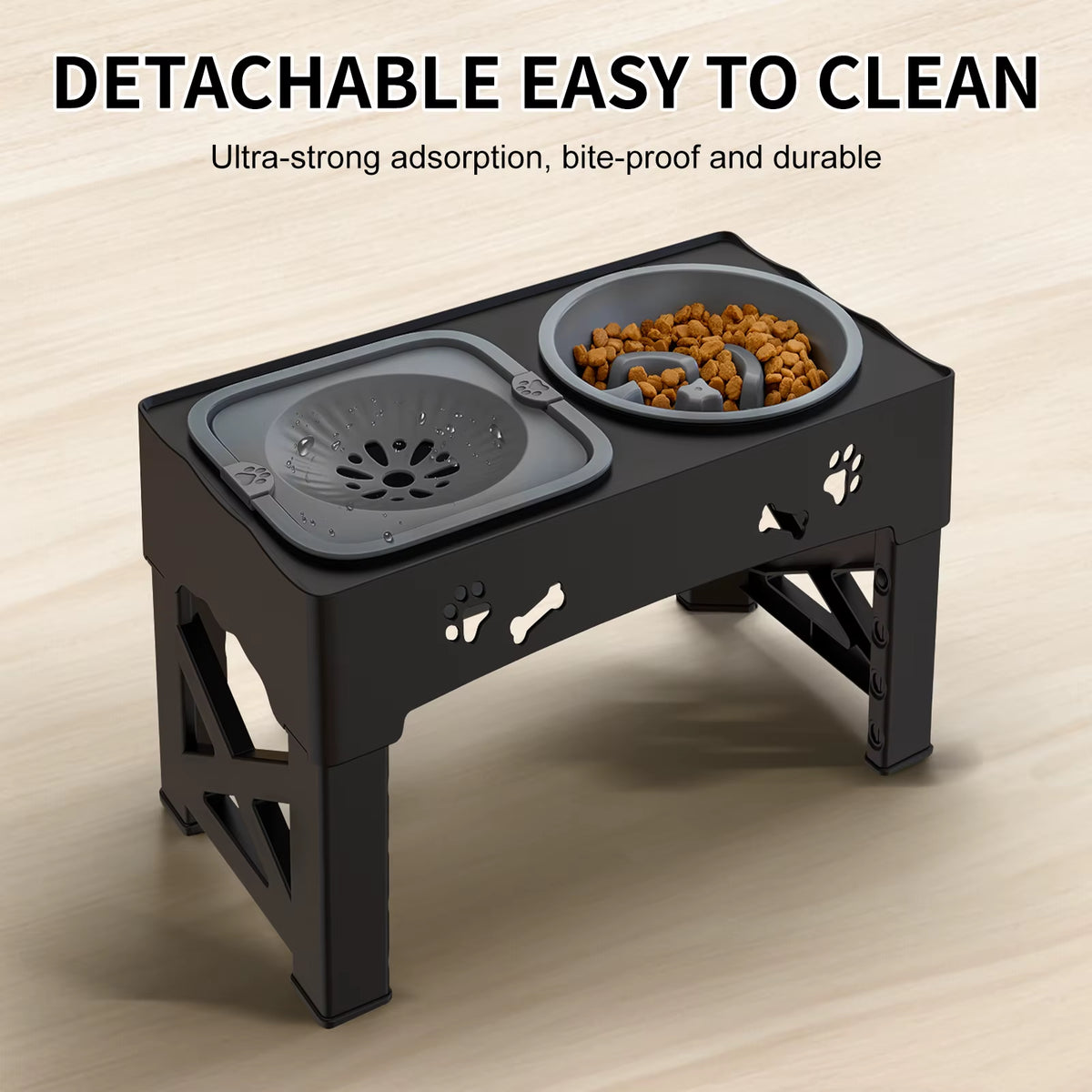 SEDOL Raised Dog Bowl Stand – Adjustable Double Pet Feeder with Elevated Bowls for Cats & Dogs, Foldable High Stand for Small, Medium & Large Pets