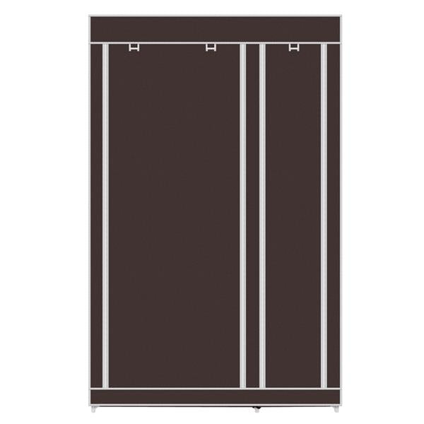 67" Portable Clothes Wardrobe – Fabric Closet with Hanging Rod (Dark Brown)