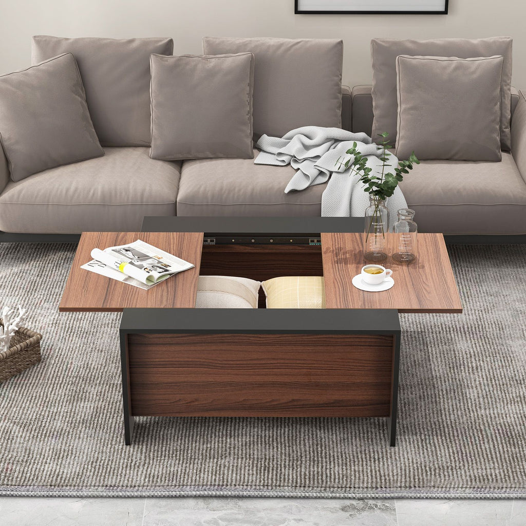 92Cm Square Coffee Table with Sliding Top and Hidden Compartment