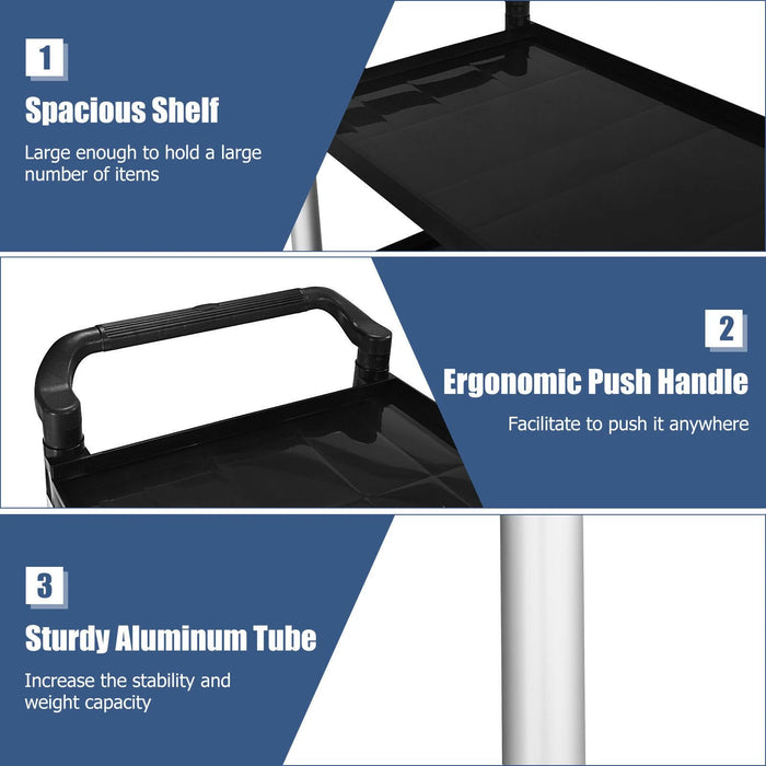 3-Tier Multifunctional Utility Cart with Flexible Wheels