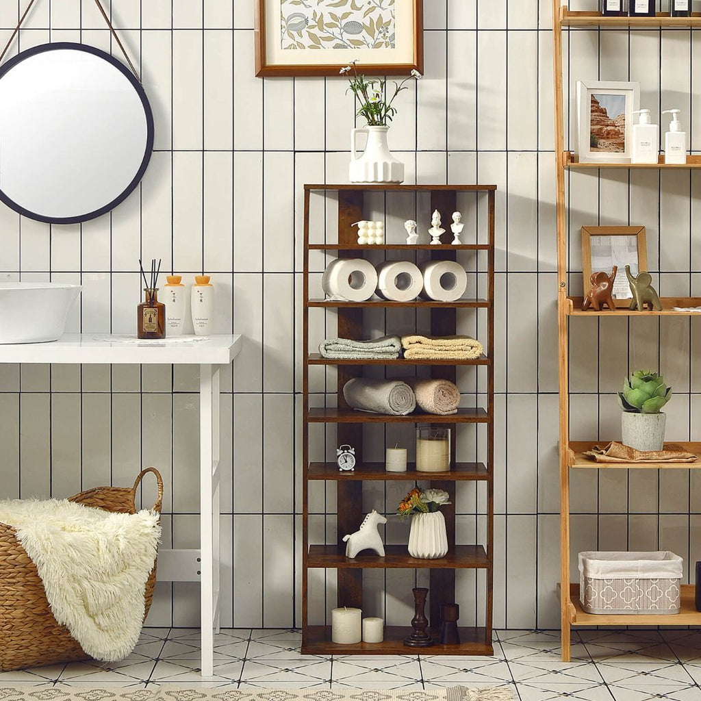 Extra Wide Wooden Vertical Shoe Rack with 7 Shelves