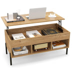 Lift Top Coffee Table with Large Hidden Compartment and 3 Open Cubbies