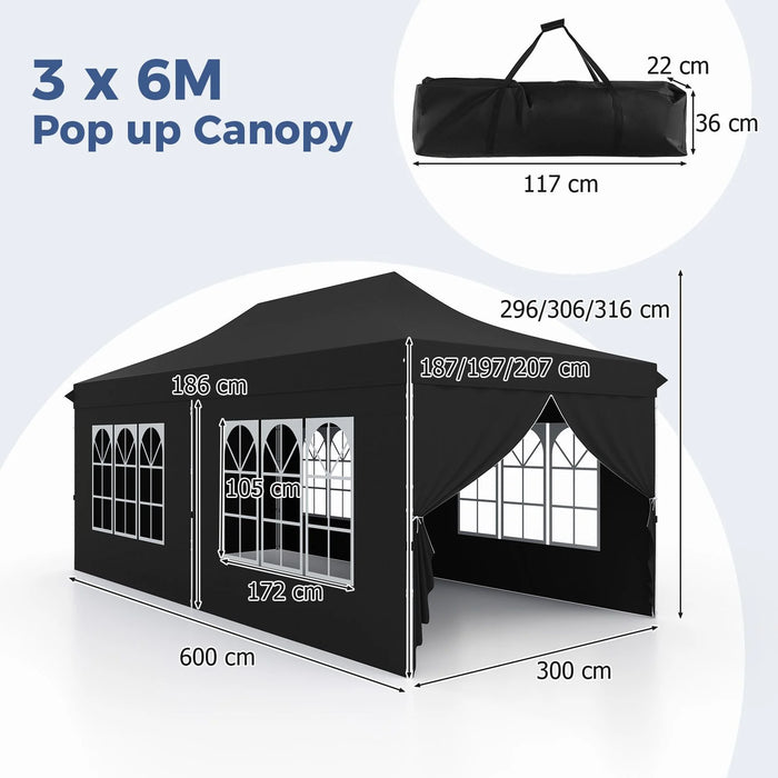 Pop-Up Canopy Gazebo Tent with 6 Removable Sidewalls & Carry Bag