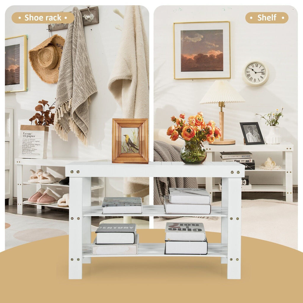 3-Tier Bamboo Shoe Bench for Entryway