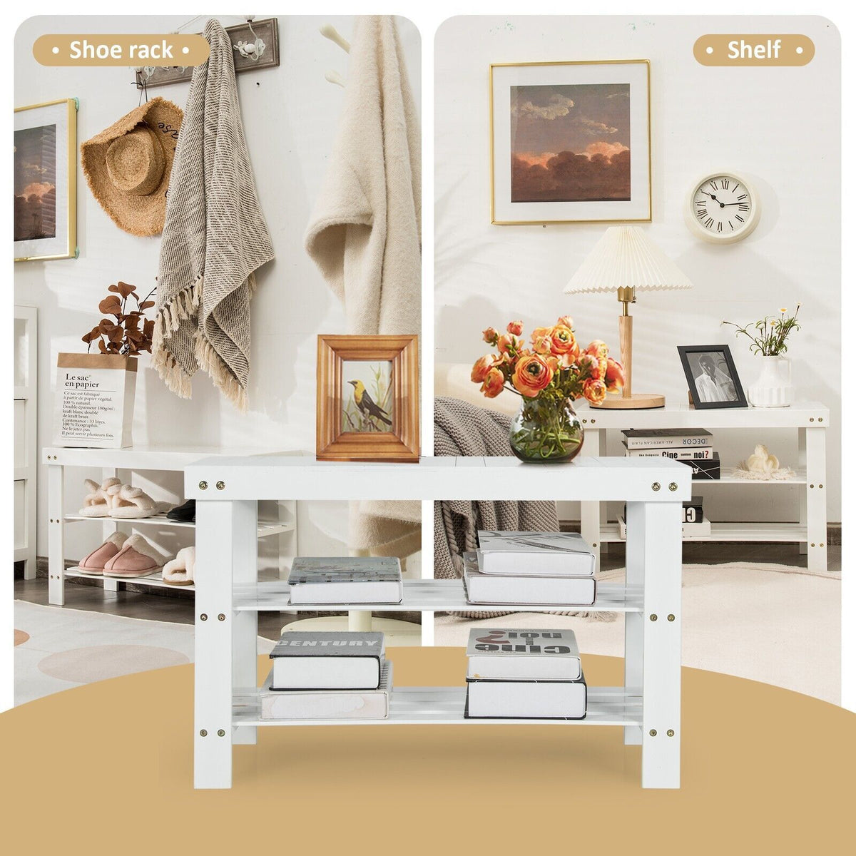 3-Tier Bamboo Shoe Bench for Entryway