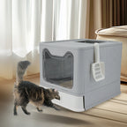 Stainless Steel Cat Litter Box – Enclosed Litter Tray with Lid, Front Entry & Top Exit