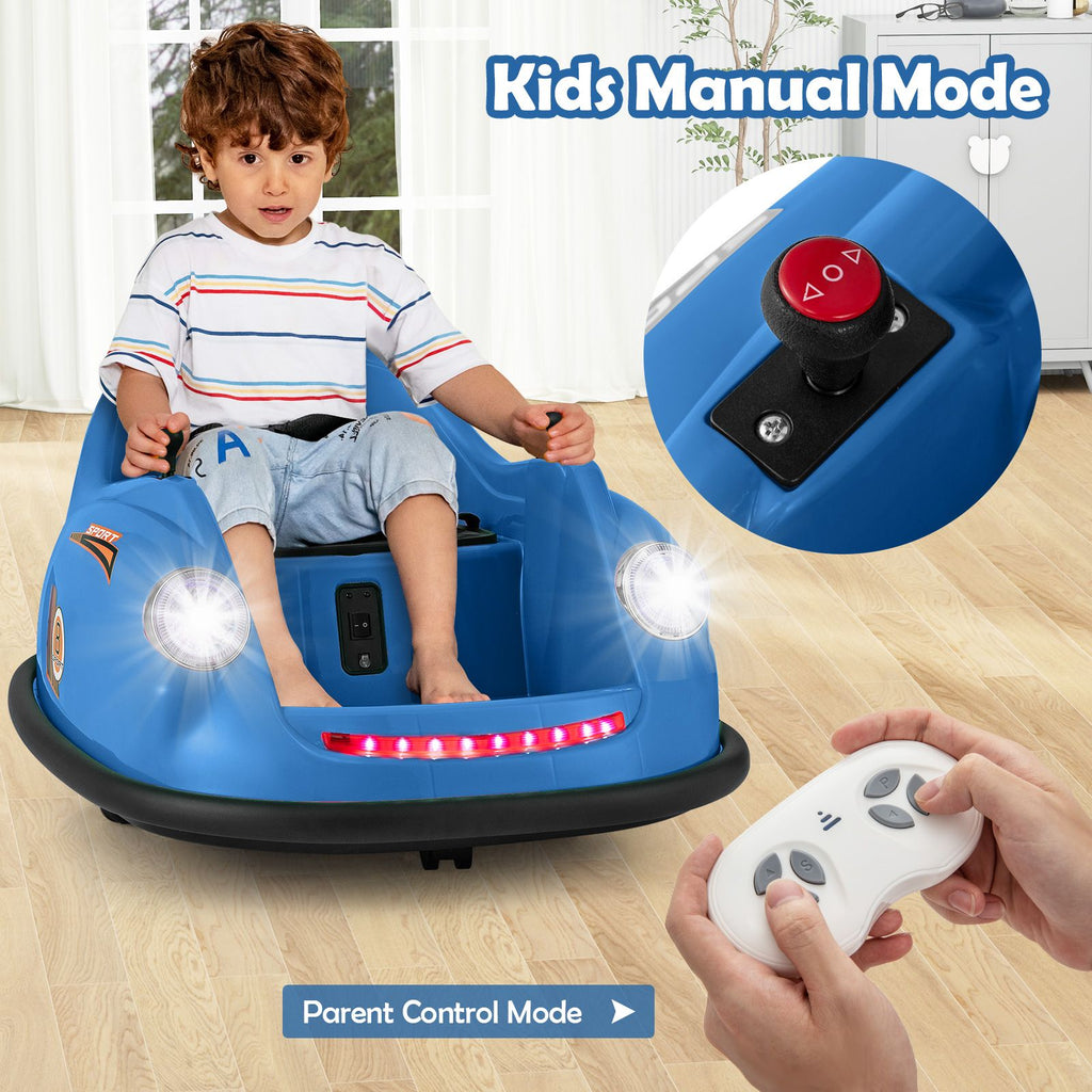 SEDOL 12V High-Torque Kids Bumper Car with Dual 10,000 RPM Motors 360° Zero-Turn Dual Levers Parental Remote Control and Wall-Safe Reinforced Bumper