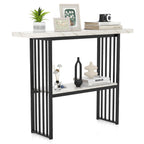 2-Tier Faux Marble Console Table for Entryway Living Room Bedroom