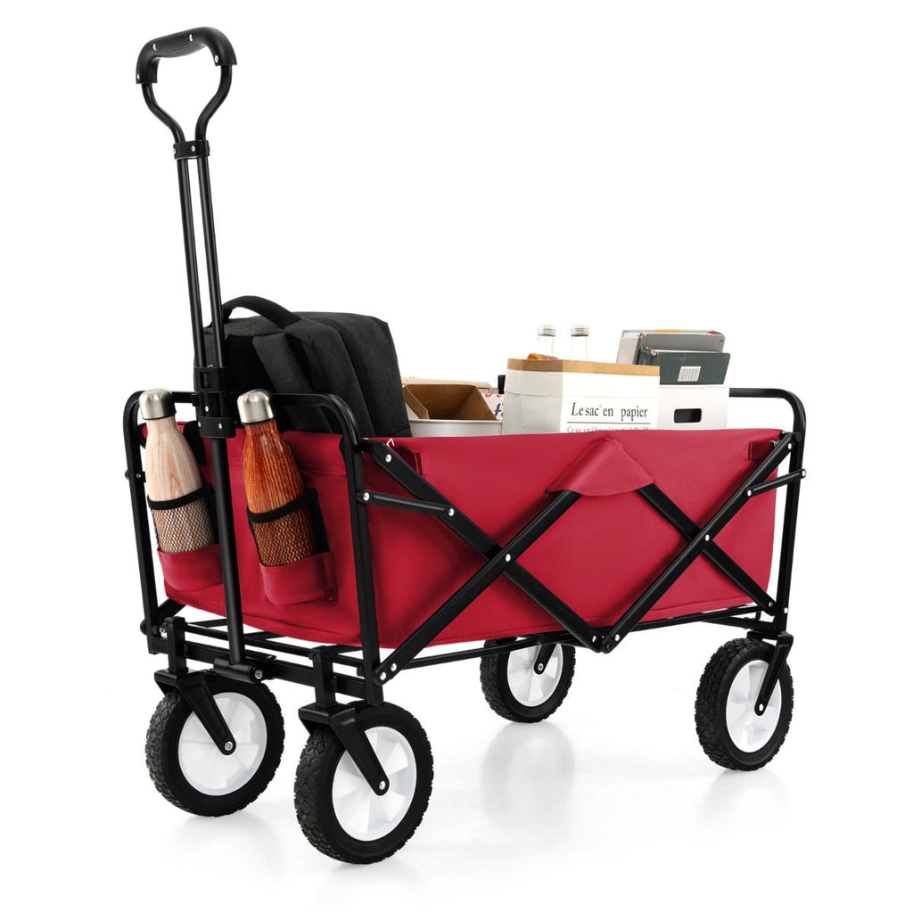 Heavy Duty Camping Garden Cart with Adjustable Handle and Drink Holders