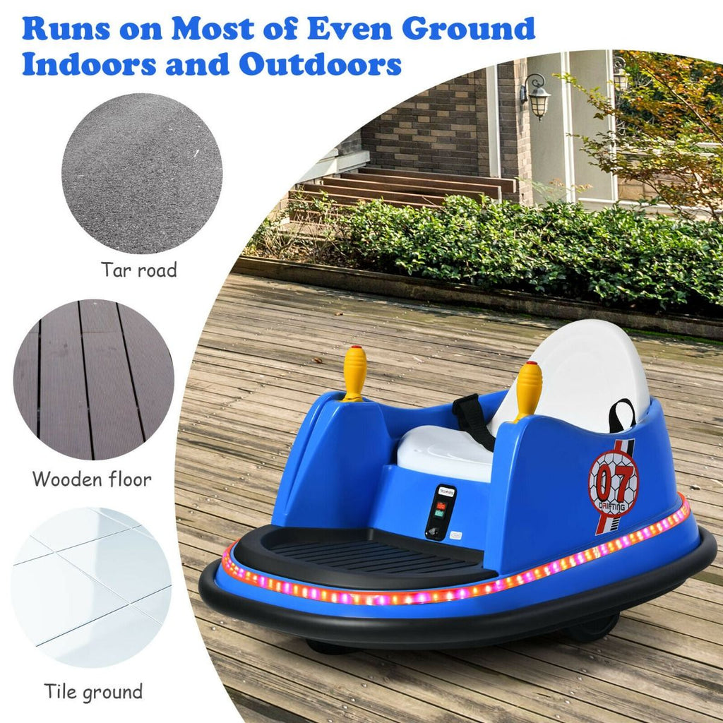 SEDOL Kids 6V Electric Bumper Car for Toddlers 360° Zero-Turn Waltz Car with Parental Remote Control Wall-Safe Rubber Bumper and Flashing LED Light Show