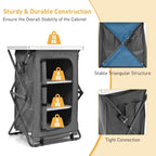 3-Tier Folding Camping Storage Cabinet with Side Pockets and Carry Bag
