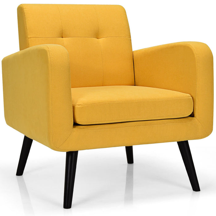Mid-Century Modern Upholstered Accent Chair with Rubber Wood Legs