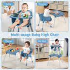 SEDOL 5-in-1 Convertible Baby High Chair & Independent Play Table Set with 5-Point Safety Harness 2-Position Removable Tray and Waterproof Easy-Clean Cushion