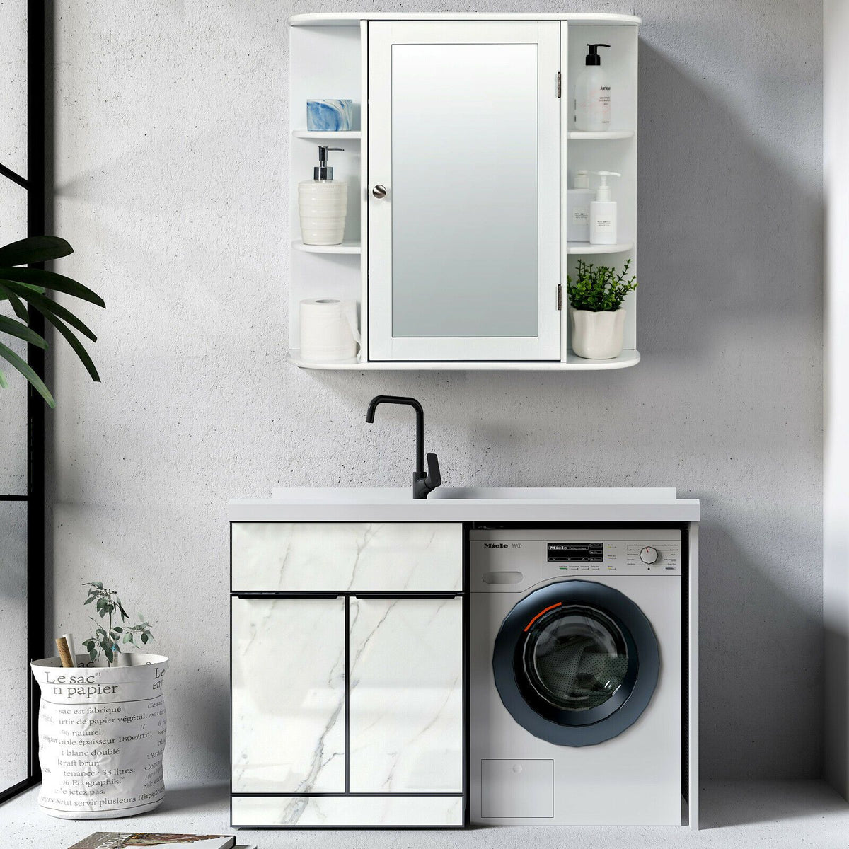 3-Tier Mirrored Wall Mounted Bathroom Cabinet