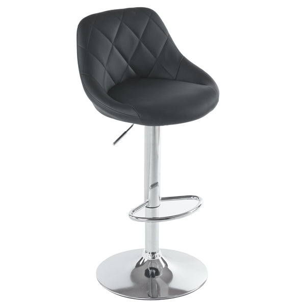 Adjustable PU Leather Counter & Bar Stool Set of 2 – Swivel 360°, Gas‑lift Height, Backrest, Footrest – Black