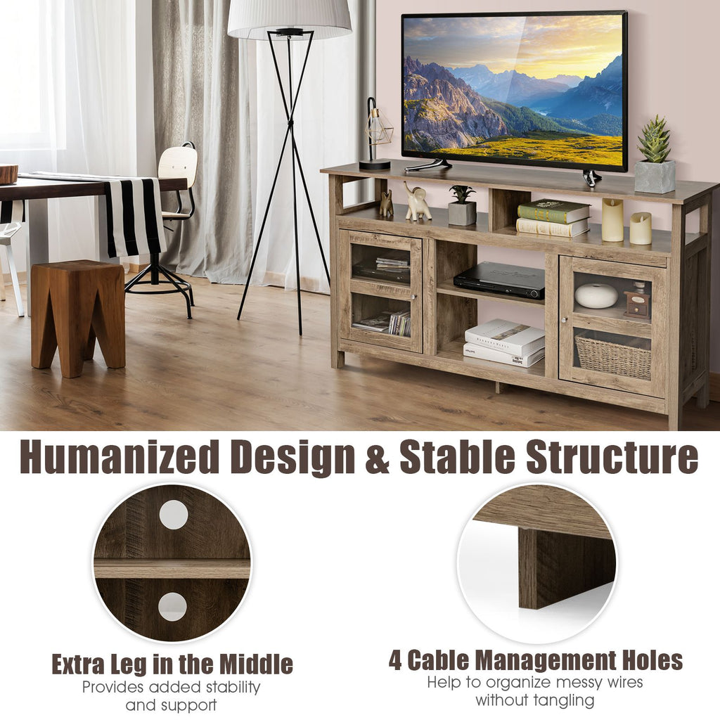 Living Room Console Table for Tvs with Wooden Fireplace and 2 Cabinets