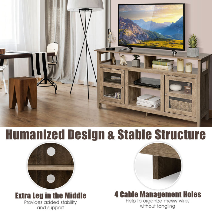 Living Room Console Table for Tvs with Wooden Fireplace and 2 Cabinets