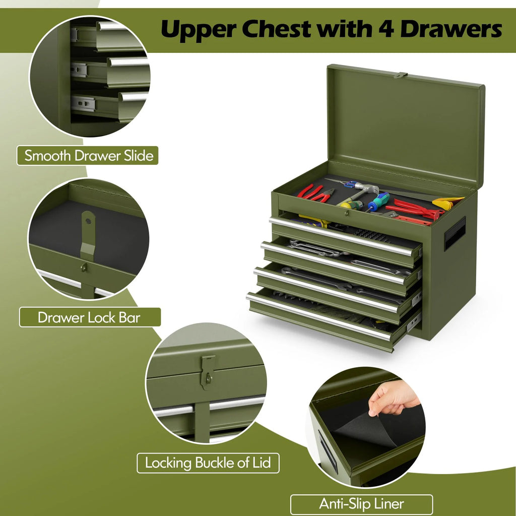High-Capacity Rolling Tool Cabinet – Lockable Wheels, Metal 2‑in‑1 Chest & Base
