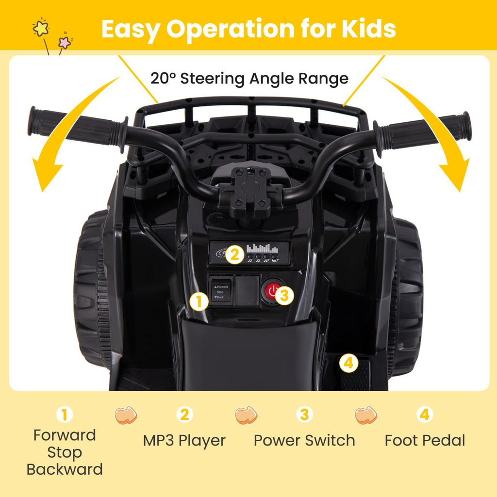 6V Kids Quad Ride-On – One-Button Start ATV with Tread Tires & MP3 Player