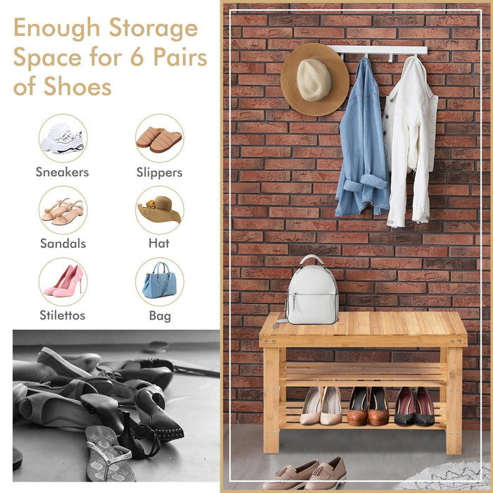 3-Tier Bamboo Shoe Bench for Entryway