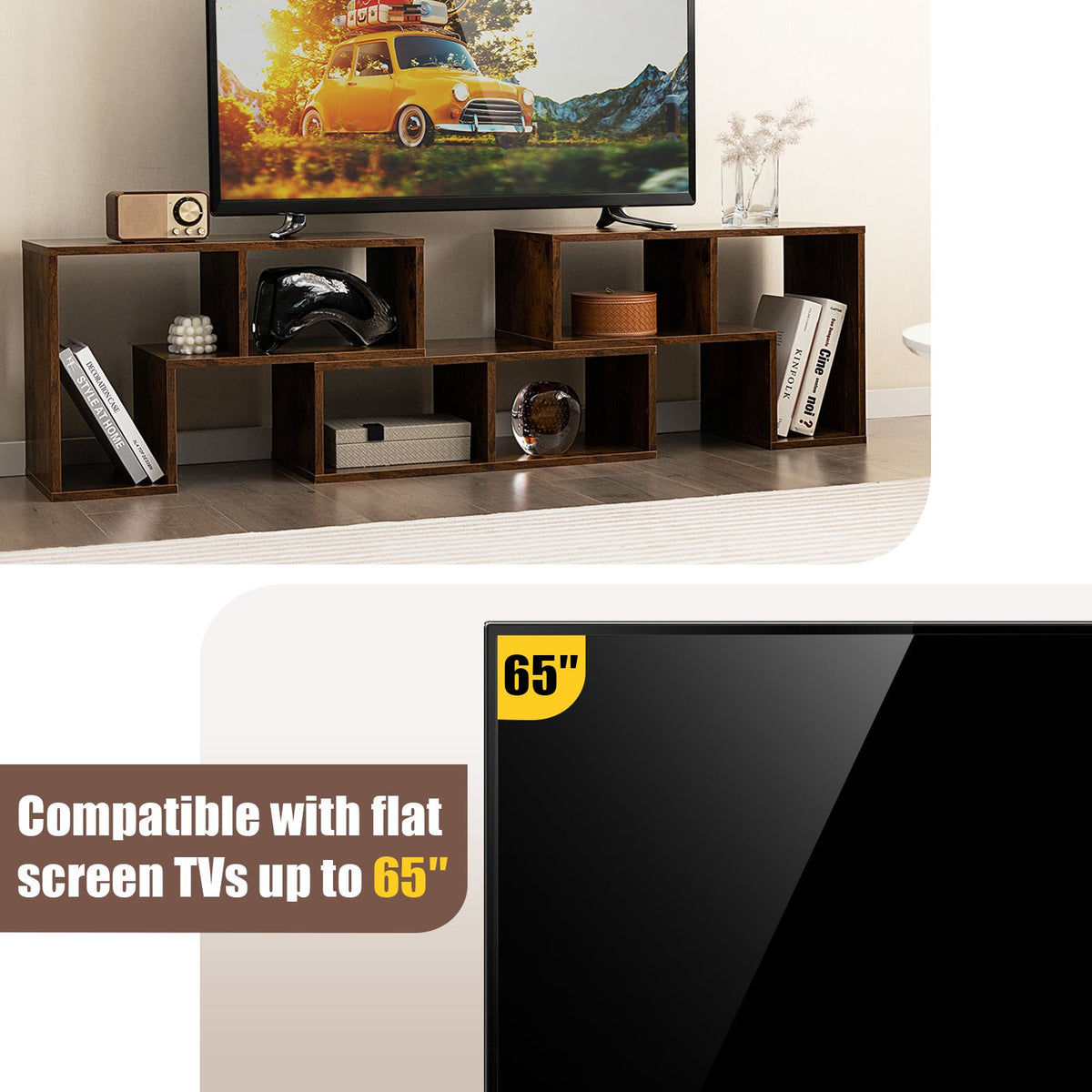 3 Pieces Convertible TV Stand for Tvs up to 65 Inches