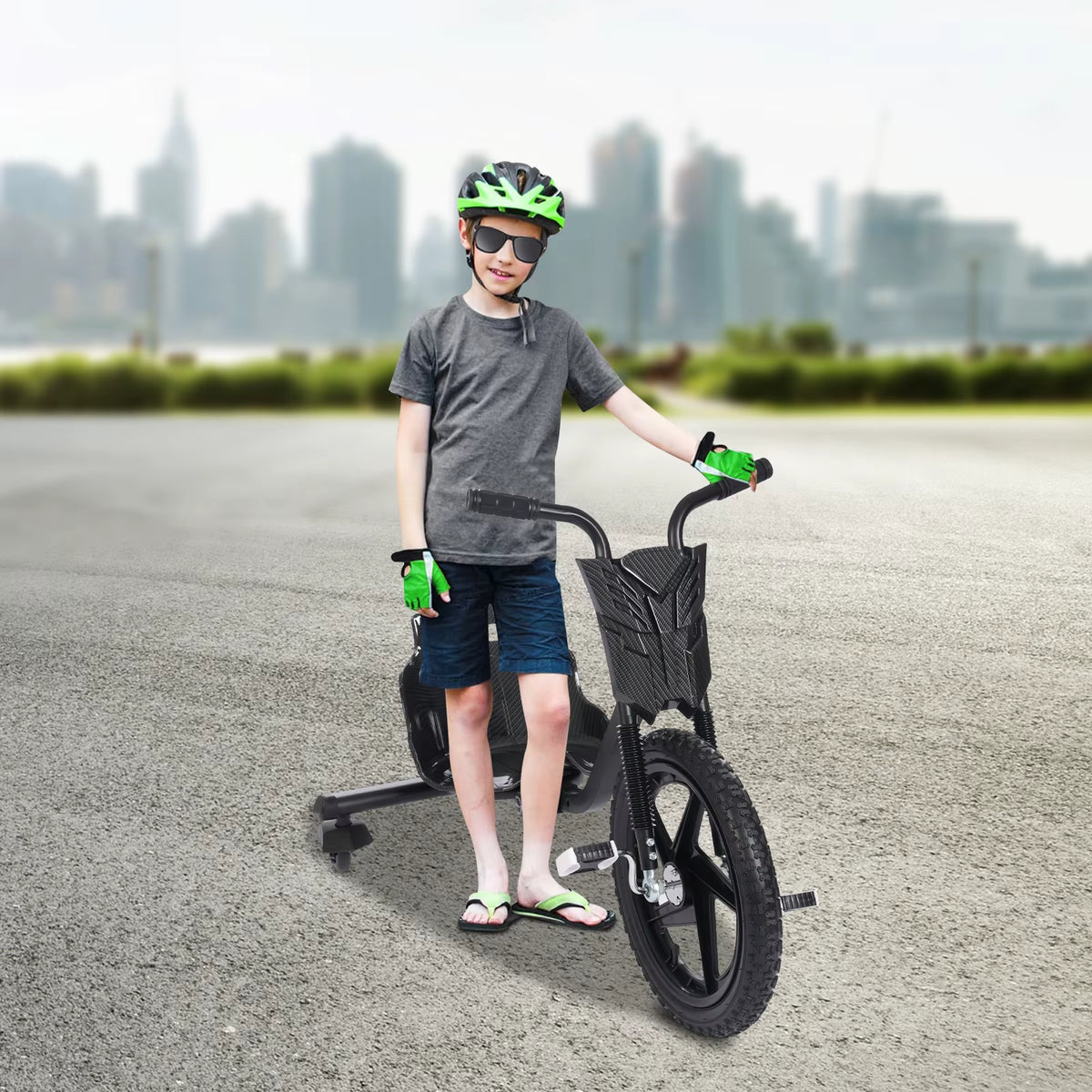SEDOL 16-Inch Drift Scooter Trike – Kids 360° Rotating Pedal Drift Bike with Adjustable Seat, Rear Wheel Lights & Stable Design for Ages 6+