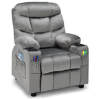 SEDOL Deluxe Larger Kids Recliner Armchair with Dual Cup Holders and Storage Pockets Premium Velvet Children’s Lounge Chair with 130° Adjustable Backrest & Pine Wood Frame
