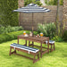 Kids Picnic Table with Cushions & Adjustable Umbrella – Fir Wood Play Table for 4