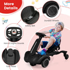 SEDOL 6V Kids Electric Ride-On Drift Car 360° Spin Power Slider with Adjustable Growing Seat Sound Effects and Safety Belt for Boys & Girls Aged 3–8 Years