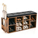 Shoe Storage Bench with Umbrella Stand and Padded Cushion