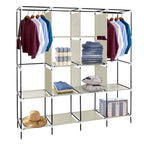 67" Portable Clothes Wardrobe – 12-Shelf Fabric Closet Organiser (Beige)