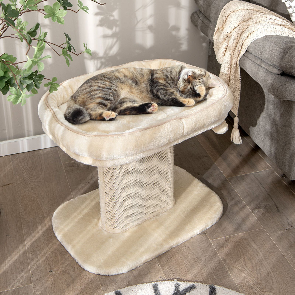 2-Tier Cat Tree with Sleeping Perch Sisal Scratching Plate and Ball