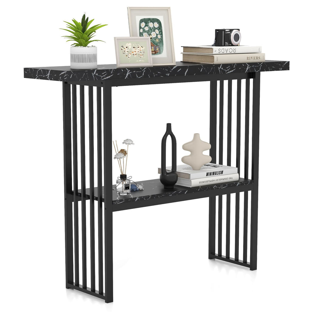 2-Tier Faux Marble Console Table for Entryway Living Room Bedroom