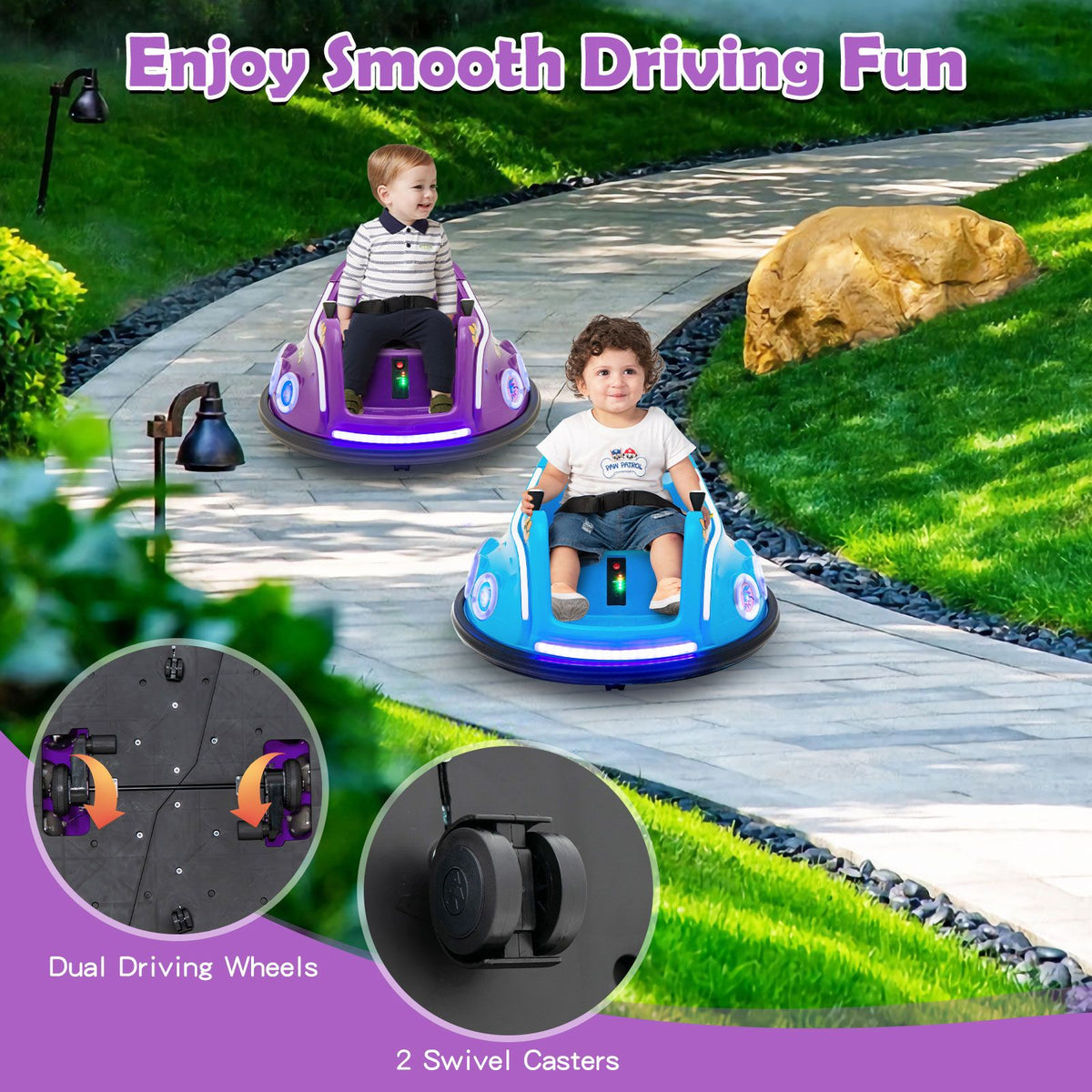 SEDOL 12V High-Performance Kids Bumper Car with 360° Rotation Parental Remote Control Wireless Bluetooth Audio and LED Light Show – 30kg Capacity