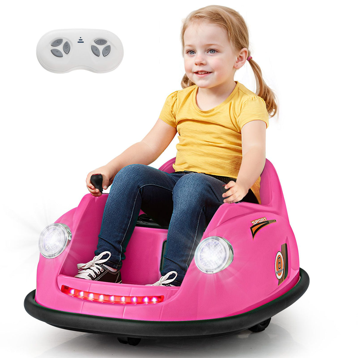 SEDOL 12V High-Torque Kids Bumper Car with Dual 10,000 RPM Motors 360° Zero-Turn Dual Levers Parental Remote Control and Wall-Safe Reinforced Bumper